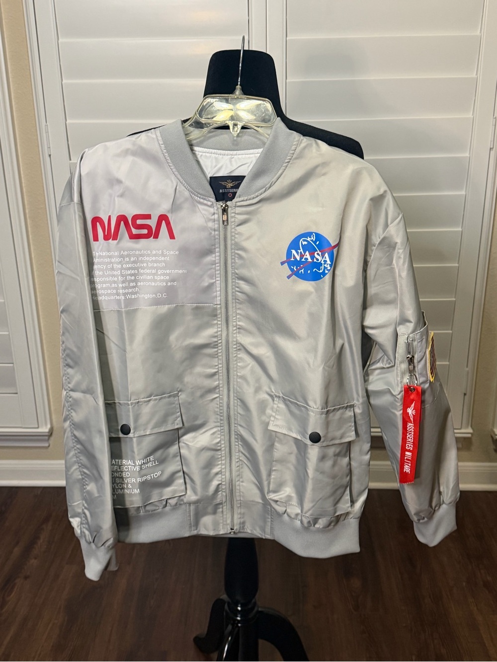 NASA Silver Bomber Jacket - Men's Lightweight Flight Jacket